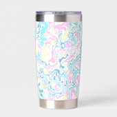 Farbenfrohe helle Pastel Groovy Boho Abstrakter Ma Thermobecher (Rückseite)