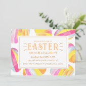 Farbenfrohe helle Pastel Pink Ostereier Jagd Einladung (Stehend Vorderseite)