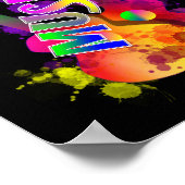 Farbenfrohe, helle Popping Gitarre Musik Paint Spl Poster (Ecke)