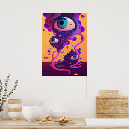 Farbenfrohe Helle Psychedelic Abstrakt Wall Print Poster