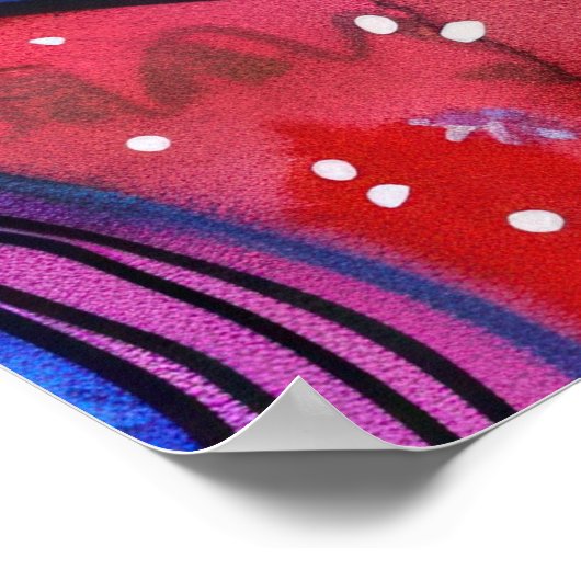 Farbenfrohe, helle Psychedelic Cat Wall Print Post Poster (Ecke)