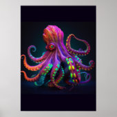 Farbenfrohe helle Psychedelic Octopus Meereswelt P Poster (Vorne)
