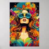Farbenfrohe Helle Psychedelic Trippy Lady Wall Pri Poster (Vorne)