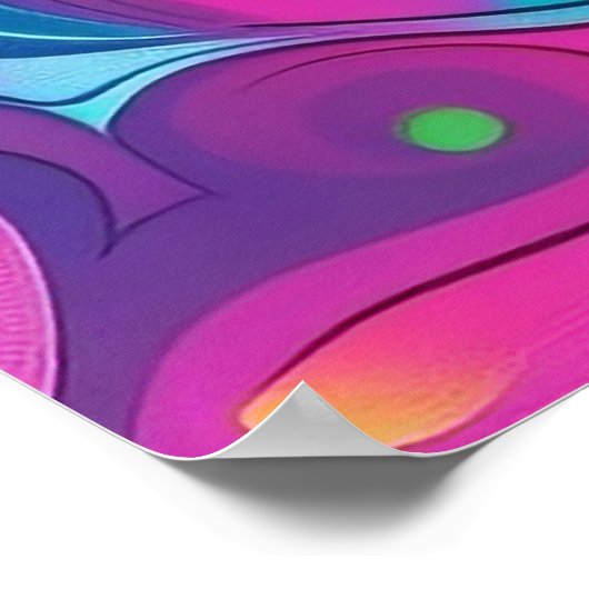 Farbenfrohe Helle Psychedelic Weed Wall Print Poster (Ecke)