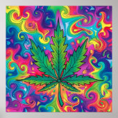 Farbenfrohe Helle Psychedelic Weed Wall Print Poster (Vorne)