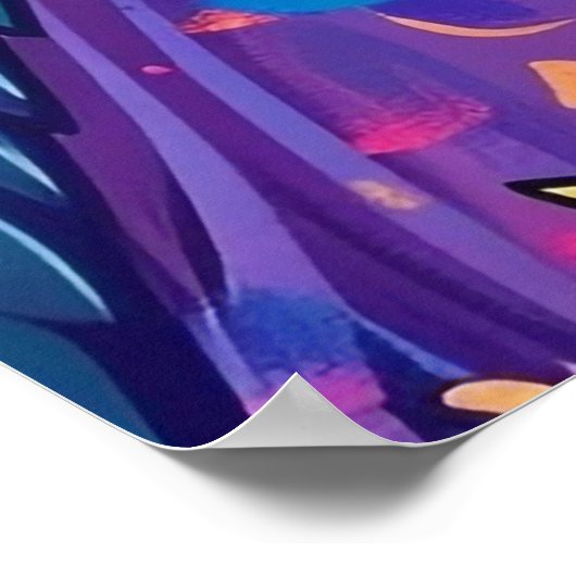 Farbenfrohe Helle Psychedelic Weed Wall Print Poster (Ecke)