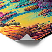 Farbenfrohe helle Psychedelic Wüstenszene Print Poster (Ecke)