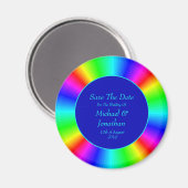 Farbenfrohe, helle Rainbow-Hochzeit retten das Dat Magnet (Vorderseite/Rückseite)