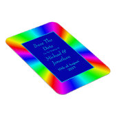 Farbenfrohe, helle Rainbow-Hochzeit retten das Dat Magnet (Rechte Seite)