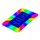 Farbenfrohe, helle Rainbow-Hochzeit retten das Dat Magnet (Linke Seite)