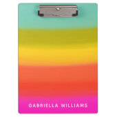 Farbenfrohe, helle Regenbogenstreifen Name Klemmbrett (Vorderseite)