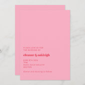 Farbenfrohe helle Rosa Moderne einfache Hochzeit Einladung (Vorne/Hinten)