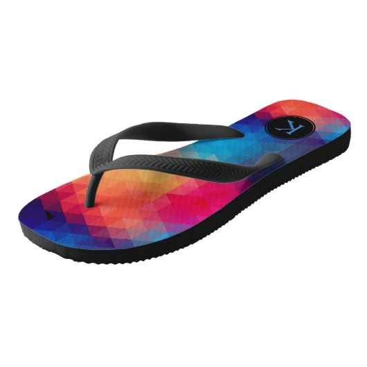 Farbenfrohe helle Töne Modernes geometrisches Must Badesandalen (Schrägansicht)