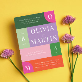 Farbenfrohe, helle und mutige Orange- und Rosa-Hoc Einladung