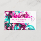Farbenfrohe, hellrosa Abstrakte Marmorroute Mendri Visitenkarte (Vorderseite)