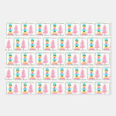 Farbenfrohe, hellrosa Weihnachtsbaum Custom Geschenkpapier Set (Vorderseite 2)