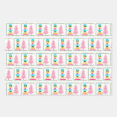 Farbenfrohe, hellrosa Weihnachtsbaum Custom Geschenkpapier Set (Vorderseite)