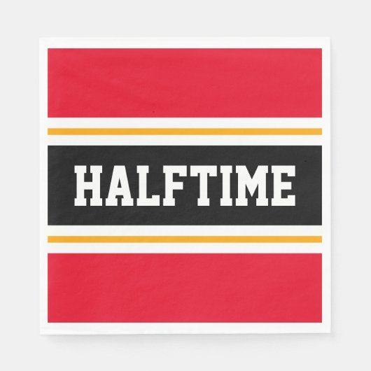 Farbenfrohe, hellrote, gelbe schwarze HALFTIME Str Serviette (Vorderseite)
