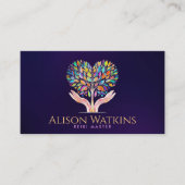 Farbenfrohe Helping Hand Herz Tree Mosaik Visitenkarte (Vorderseite)