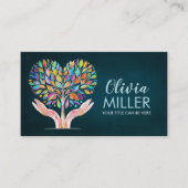 Farbenfrohe Helping Hand Herz Tree Mosaik Visitenkarte (Vorderseite)