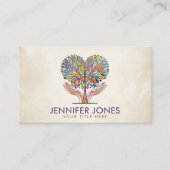 Farbenfrohe Helping Hand Herz Tree Mosaik Visitenkarte (Vorderseite)