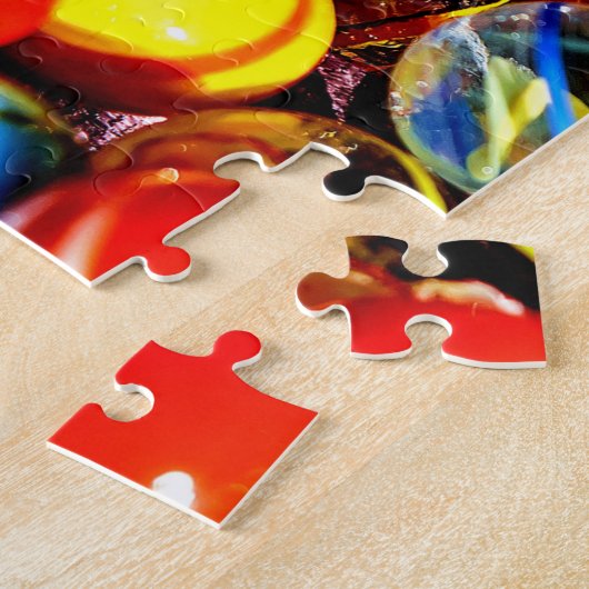 Farbenfrohe Herausforderung Rot-Gelb-Marmor-Puzzle Puzzle (Seite)