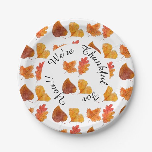 Farbenfrohe Herbst Blätter Feier Dessert Pappteller (Vorderseite)
