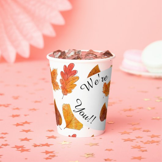 Farbenfrohe Herbst Blätter Feiertage Getränk Pappbecher (Insitu)