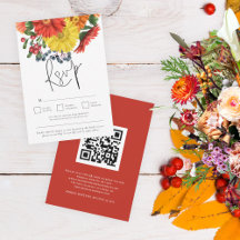 Farbenfrohe Herbst-Florals QR-Code Hochzeit