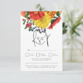 Farbenfrohe Herbst-Florals QR-Code Hochzeit RSVP Karte (Stehend Vorderseite)