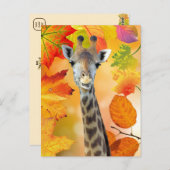 Farbenfrohe Herbst/Herbst-Giraffe Postkarte (Vorne/Hinten)