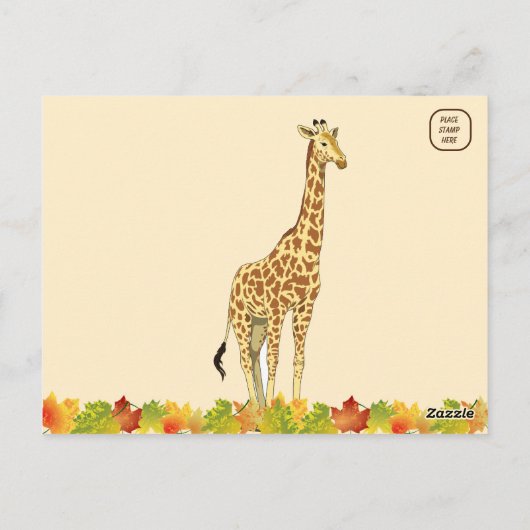 Farbenfrohe Herbst/Herbst-Giraffe Postkarte (Rückseite)
