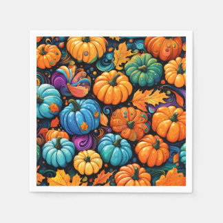 Farbenfrohe Herbst-Kürbis-Garten-Tasche Serviette