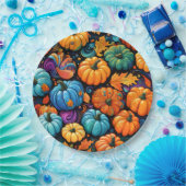 Farbenfrohe Herbst-Kürbis-Gartentasche Pappteller (Party)