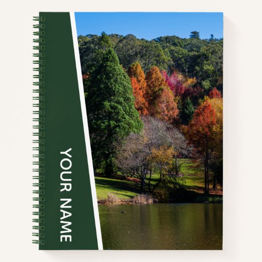 Farbenfrohe Herbstbäume Landschaft, botanisches Gr Notizblock (Vorderseite)