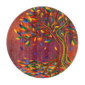 Farbenfrohe Herbstbaume Personalisierter Erntedank Schneidebrett (Vorderseite)