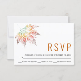 Farbenfrohe Herbstblatt-Druck orange Hochzeitskart RSVP Karte