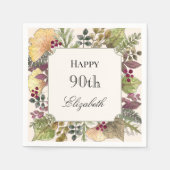 Farbenfrohe Herbstblätter 90. Geburtstag Serviette (Vorderseite)