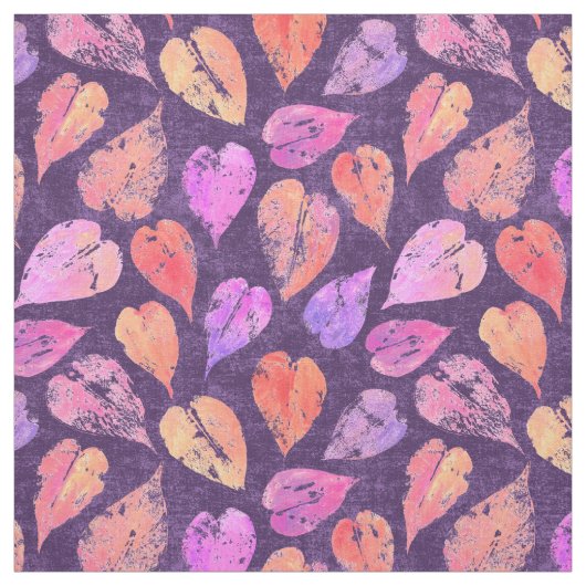 Farbenfrohe Herbstblätter auf violettem Muster Stoff (Muster)