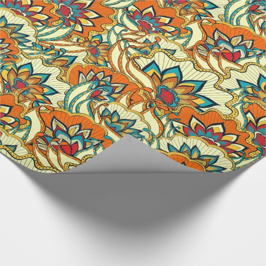 Farbenfrohe Herbstblumen Geschenkpapier (Ecke)