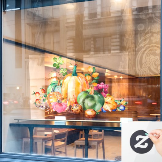 Farbenfrohe Herbsternte Display-Darstellung Fensteraufkleber (Café-Fenster)