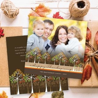 Farbenfrohe Herbstfallen Bäume Erntedank Foto Feiertagskarte