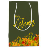Farbenfrohe Herbstfallen Blätter Geschenktasche Mittlere Geschenktüte (Vorderseite)