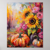 Farbenfrohe Herbstflorale und Pumpkins Poster (Vorne)