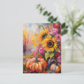 Farbenfrohe Herbstflorale und Pumpkins Postkarte (Stehend Vorderseite)