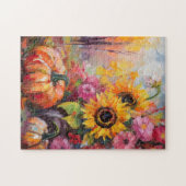 Farbenfrohe Herbstflorale und Pumpkins Puzzle (Horizontal)