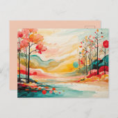 Farbenfrohe Herbstfolie Wasserfarben Kunst, Kultur Postkarte (Vorne/Hinten)