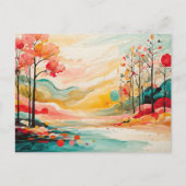 Farbenfrohe Herbstfolie Wasserfarben Kunst, Kultur Postkarte (Vorderseite)