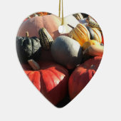 Farbenfrohe Herbstgürtel und Pumpkins Herz Keramik Ornament (Rechts)