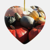 Farbenfrohe Herbstgürtel und Pumpkins Herz Keramik Ornament (Hinten)